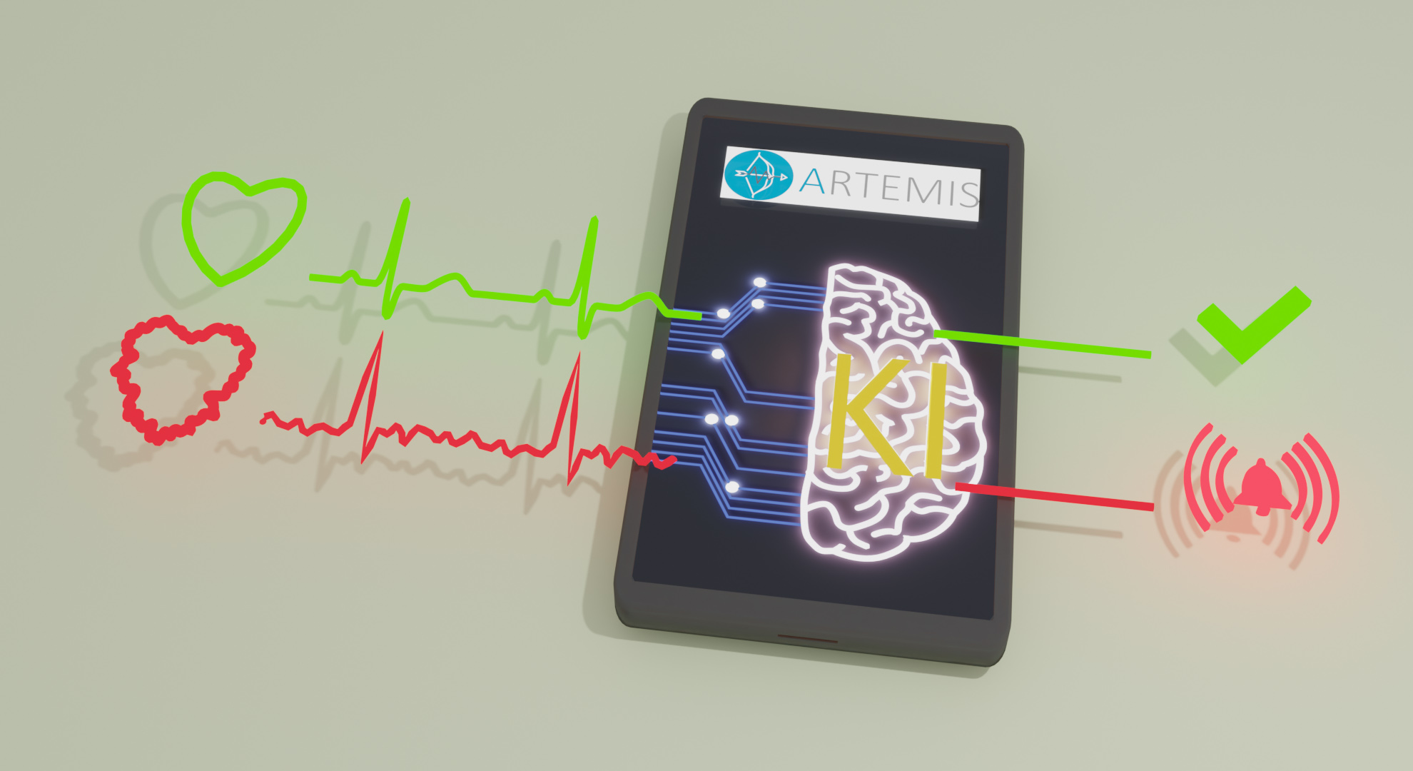 Non-invasive Healthcare with Embedded AI for local, energy-saving and self-learning analysis of e.g., ECG data