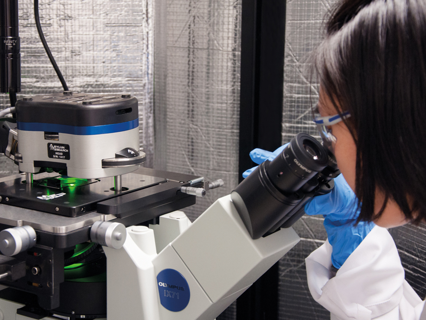 Zum Nachweis von Krankheitserregern, Botenstoffen oder chemischer Moleküle nutzen wir optische Methoden wie Spektrometrie und Fluoreszenzmikroskopie für nahes Infrarot