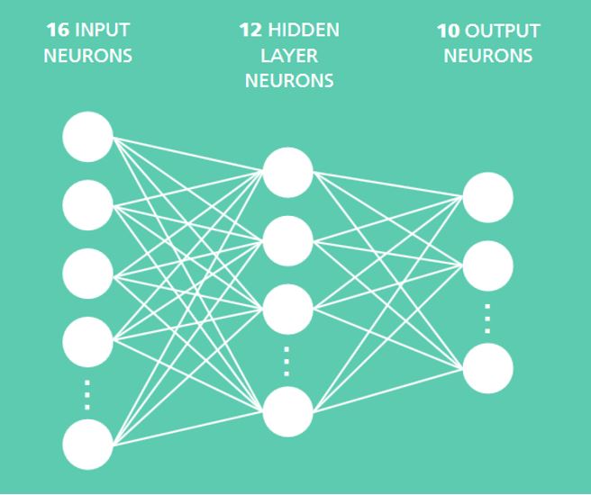 Illustration of a neural network with three inputs and two outputs