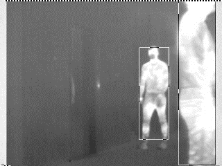 Two detected persons in a thermal image