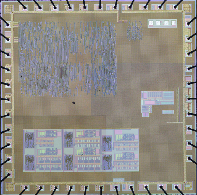 Test chip with PUF as secure key memory and RISC-V microprocessor