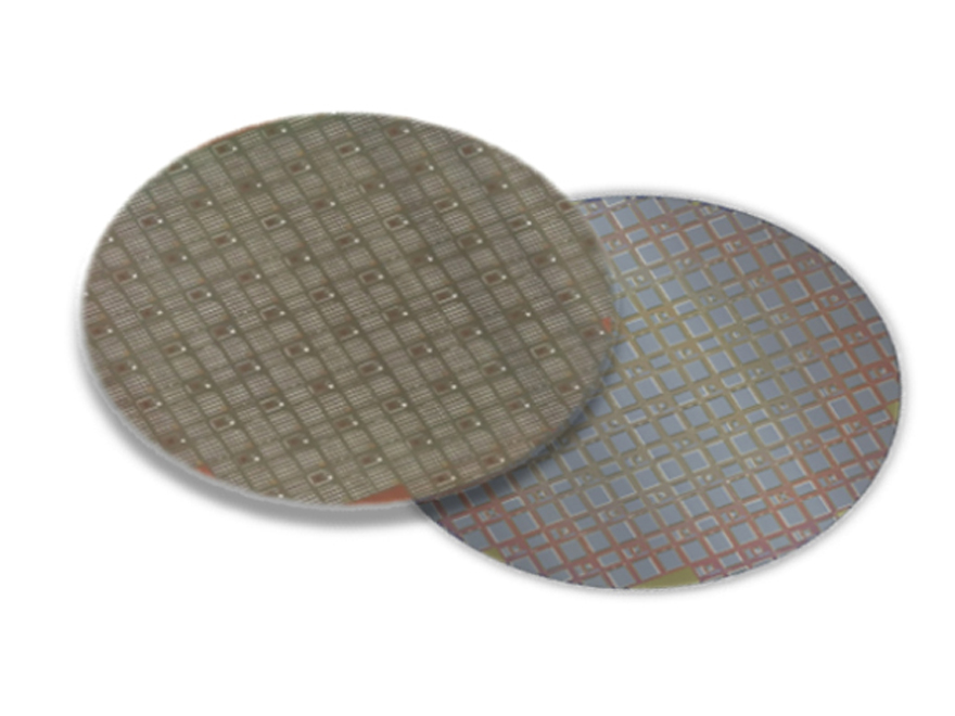 Front- and back-side of the double sided processed wafers