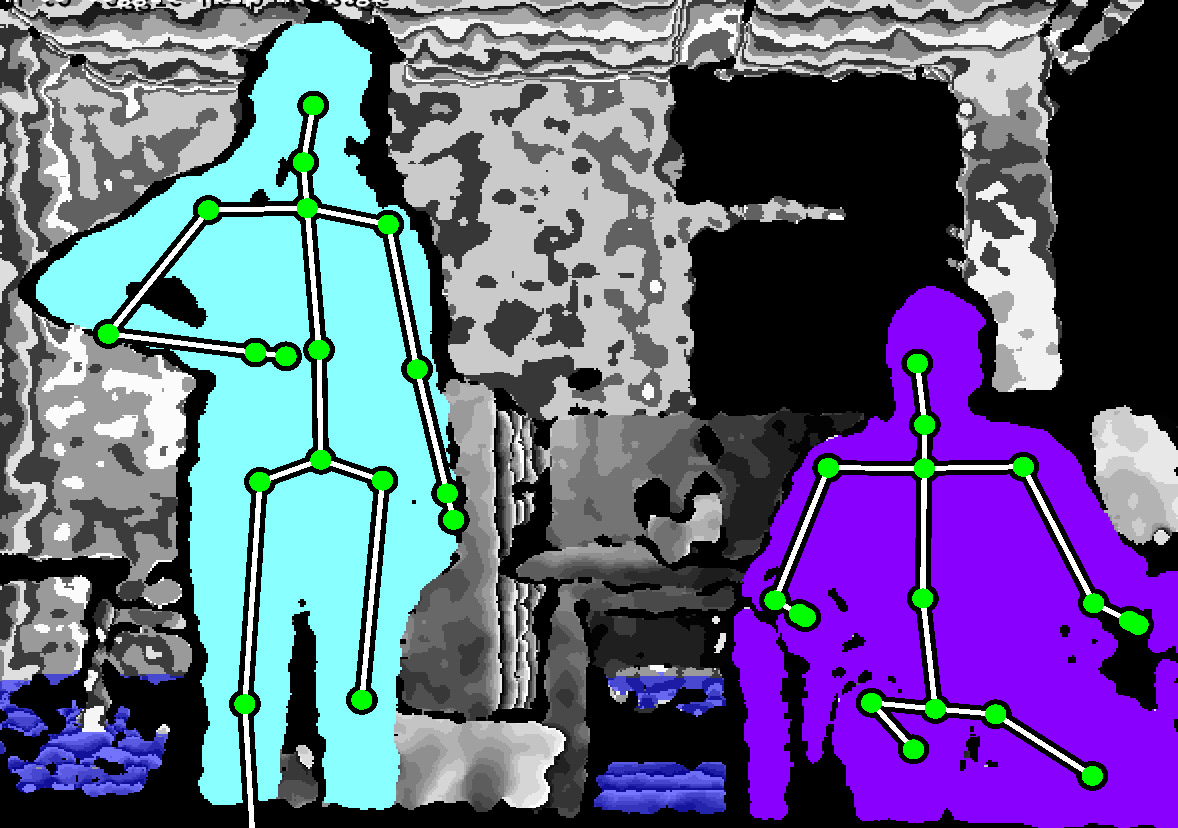 3D image with two skeletonized people